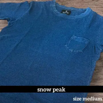 Snow Peak 스노우피크 T셔츠 M 인디고풍 포켓 부착 새상품급