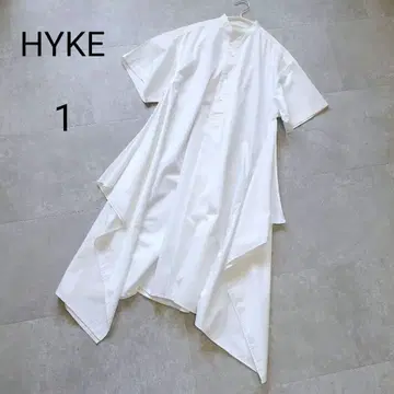 HYKE 하이크 셔츠 롱 원피스 긴팔 사이드 플레어 개성파 화이트