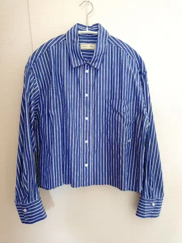 론 헤르만 ebure 스트라이프 크롭 셔츠 36 블루 에브르