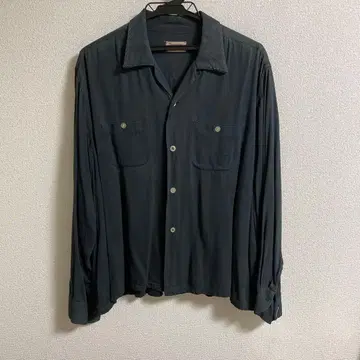50s 빈티지 레이온 셔츠 블랙 XL 초레어 사이즈