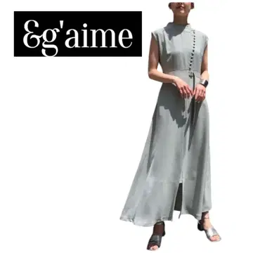 &g'aime 미 실루엣 슬리브리스 플레어 원피스 고급 더스티 컬러