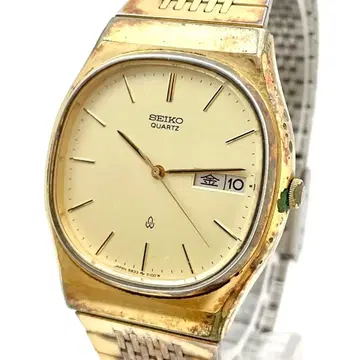 [가동] 세이코 쿼츠 손목시계 골드 5933-5100 데이데이트