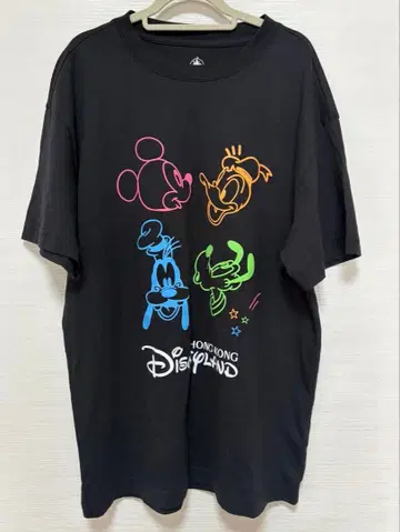 홍콩 디즈니랜드 한정판 디즈니 캐릭터 T셔츠 블랙 L