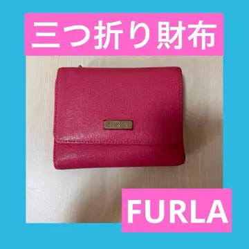 FURLA 핑크 3단 폴더형 지갑 합성 피혁