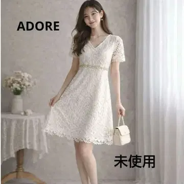 미사용 ADORE 어도어 원피스 드레스 레이스 38 무릎 기장 일본제