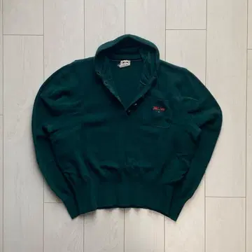 90s BALLY 100% 울 헨리넥 니트 후드티 그린