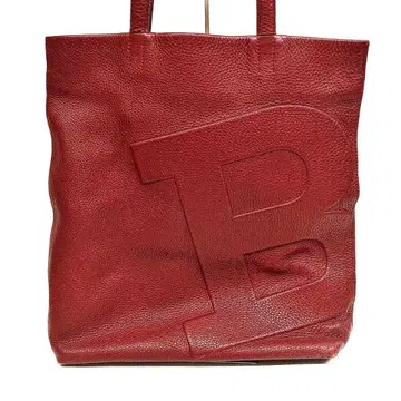 레어 Bally 가죽 빨간색 토트백 B 로고
