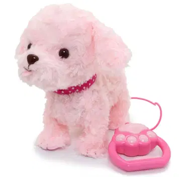 움직이는 봉제 인형 개 또각또각 산책 시리즈 복숭아 푸들