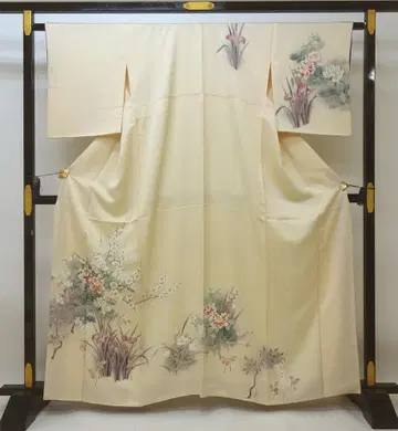 K 중고품 수제 염색 호몬기 꽃무늬 크림색 N80415-04