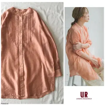 어반 리서치 [세탁 가능] 노카라 시어 광택 튜닉 블라우스