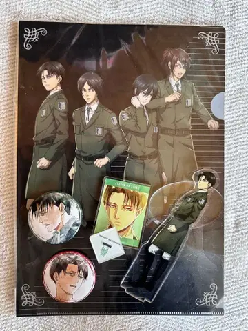 진격의 거인 리바이 캔뱃지 아크릴 스탠드 클리어 파일 세트