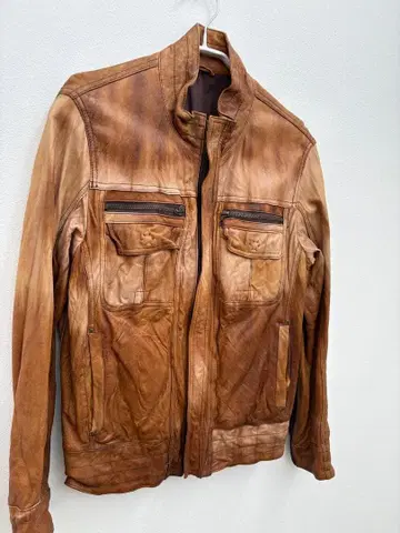 UNCUT BOUND 브라운 양가죽 가죽 자켓 주름 가공