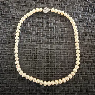 펄 목걸이 실버 클로징 진주 40cm 직경 6.9~7.4mm