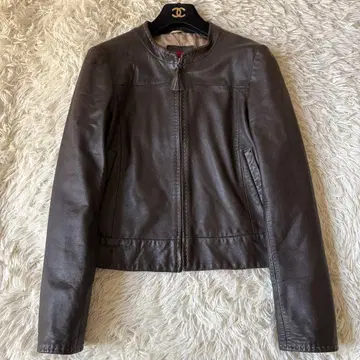 [ 새상품급 ] AMACA 노카라 가죽 자켓 양가죽 브라운 38