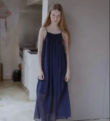 Willow&flower 레이스 롱 드레스 네이비