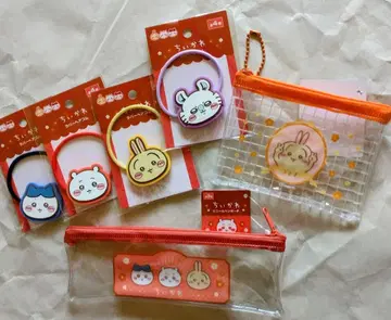 치이카와 x 세리아 콜라보 러버 머리끈 파우치 펜 파우치 볼펜