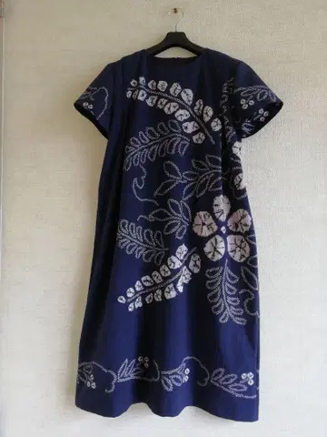 네이비 나염 롱 원피스(시보리염)1