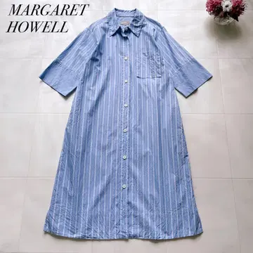 새상품급 마가렛호웰 셔츠 원피스 스트라이프 루즈핏 블루 봄/여름