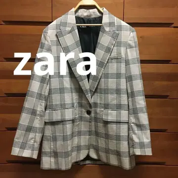 ZARA 베이지 체크 테일러드 자켓 턱시도 수트 자라