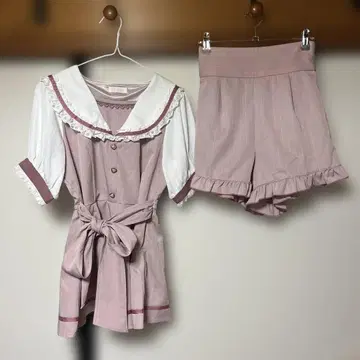 리즈리사 LIZLISA 세일러 카라 셋업 핑크 반팔