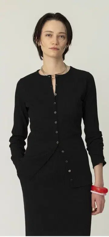 론 헤르만 토탄 리브 가디건과 스커트