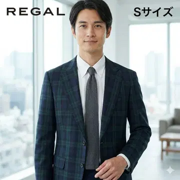 REGAL 리갈 테일러드 자켓 타탄 체크 울 혼방 네이비