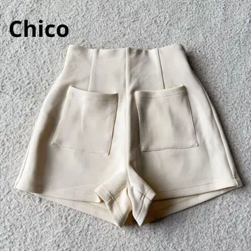 치코 Chico 하이웨스트 숏팬츠 분또 소재 프리 아이보리
