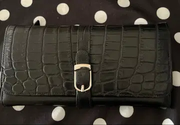 *천연 가죽 크로커다일 패턴 / 블랙 장지갑 (대용량)