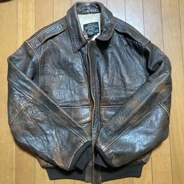 AVIREX 브라운 가죽 플라이트 자켓