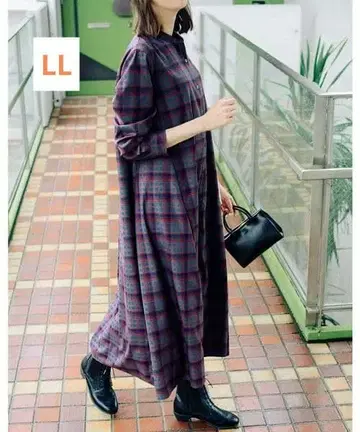 리브인 풍성함이 멋진 세련된 체크 무늬 셔츠 원피스 펠리시모