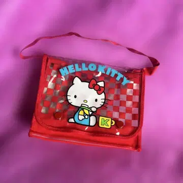 레트로 헬로키티 비닐 클리어백 트래블 파우치 케이스 레어