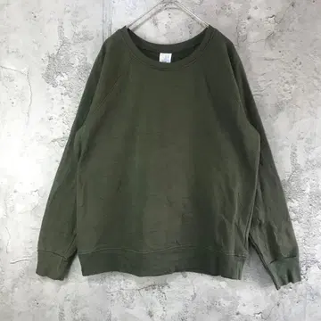 E356 구제 의류 트레이닝복 맨투맨 래글런 모스그린 무지