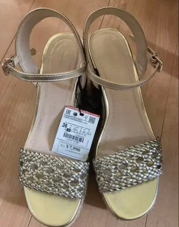 자라 골드 웨지솔 샌들 36