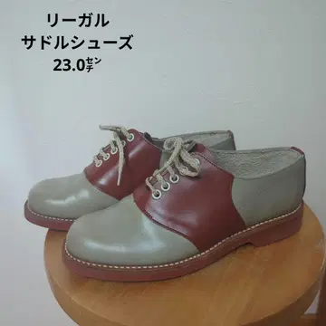 리갈 여성용 새들 슈즈 가죽 신발 투톤 그레이 적갈색 23.0cm