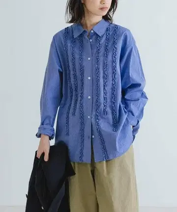 [새상품] URBAN RESEARCH 레귤러 카라 프릴 셔츠