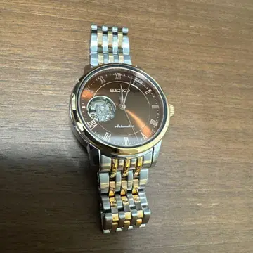 세이코 자동 와인딩 시계 브라운