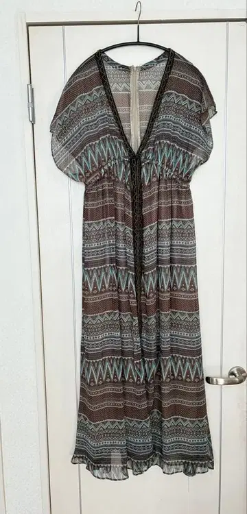 봄/여름 에스닉 리조트 맥시 원피스 쉬폰