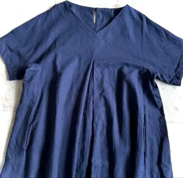 새상품급 어반 리서치 도어스 린넨 코튼 V넥 플레어 원피스 네이비