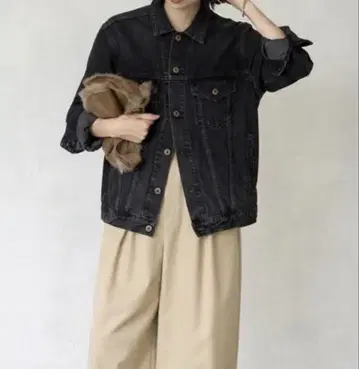 극미품 [ 2025AW ] plage 데님 자켓 블랙 36