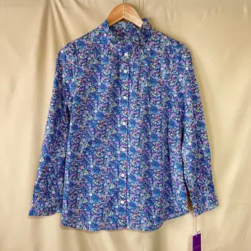 [ 새상품 ] LIBERTY 꽃무늬 셔츠 블라우스 M 옷깃 프릴 블루