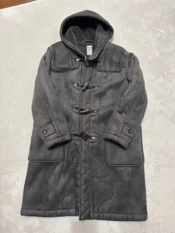 ORCIVAL 오르치발 페이크 무스탕 더플 코트 차콜 그레이