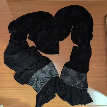 헤코 오비 블랙 크레이프 원단 프릴 포함 이세탄 쇼와 레트로 레트로