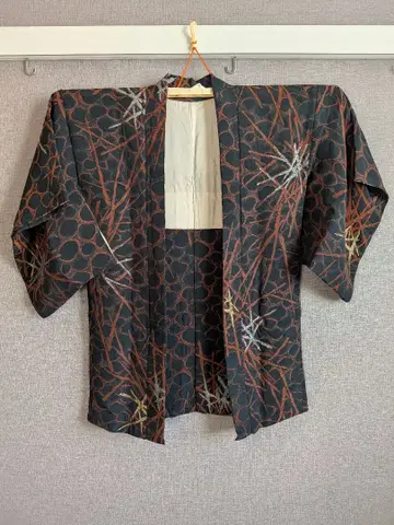 기모노 겉옷 블랙 금 은