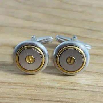던힐 커프스 커프링크스 d로고 골드 x 실버 원형