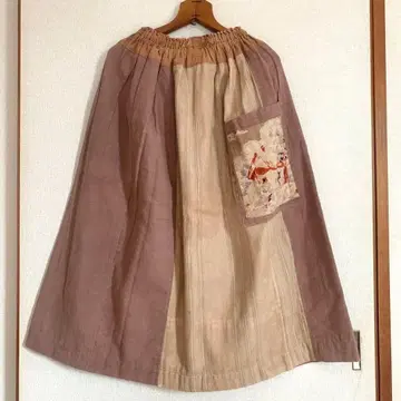 홍화염 유럽 사라사 홍각염 롱 스커트 리메이크 목화 빈티지 원단