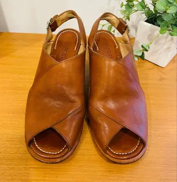 HIROFU 히로프 브라운 가죽 오픈토 샌들 24.5cm