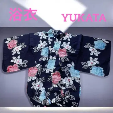 꽃무늬 유카타 네이비 컬러 쇼와 레트로 면 100%