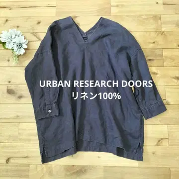 URBAN RESEARCH DOORS 린넨 100% V넥 풀오버
