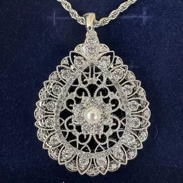 JinkaNezu 담수 진주 레이스 루페 목걸이 펜던트