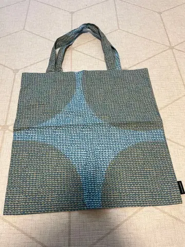 marimekko 기하학 패턴 토트백 블루